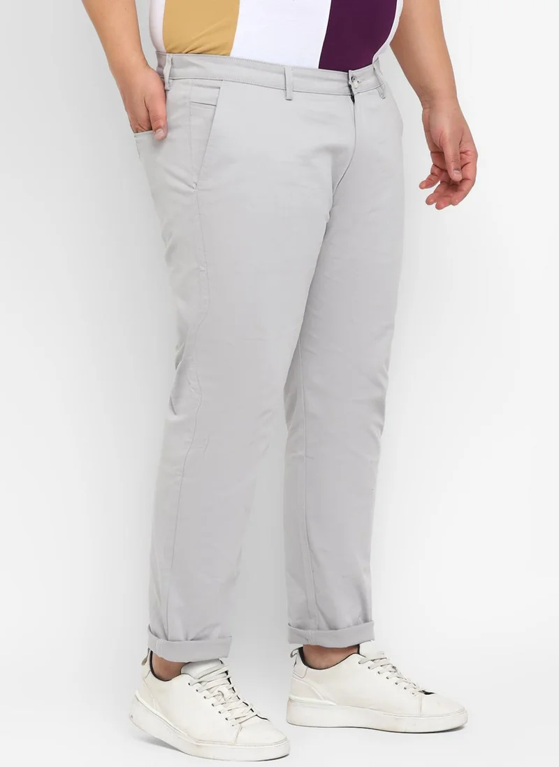 Urbano Fashion  Urbano Plus Men's Steel Blue Cotton Regular Fit Casual Chinos Trousers Stretch for Men | Best Price UAE